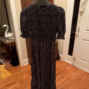 Ankle length gathered tiered dress with elastic fitted bodice size M by BTFBM